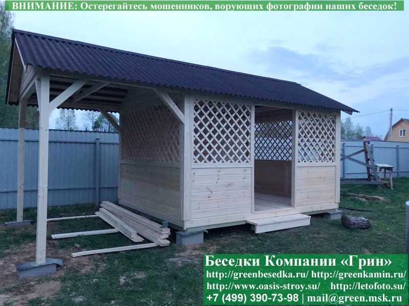 Садовая Беседка Для Дачи 'Домик С Навесом 3х6' - Фото № 6