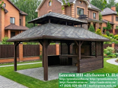 Японская беседка из кирпича с мангальной зоной — доставка и монтаж в 2